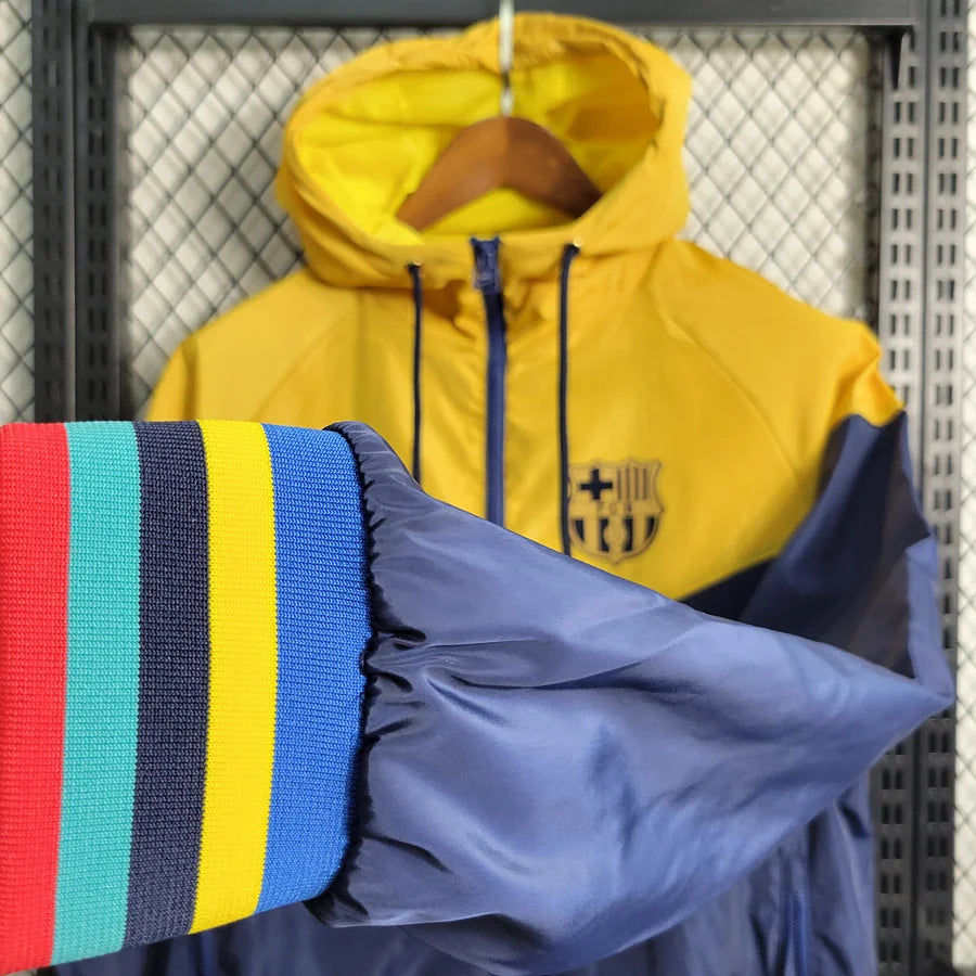 Veste coupe vent FC Barcelone Barcelona bleu jaune 2024 25 Play foot